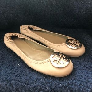 LIKE NEW! 🤍Tory Burch Minnie Travel Flats Leather